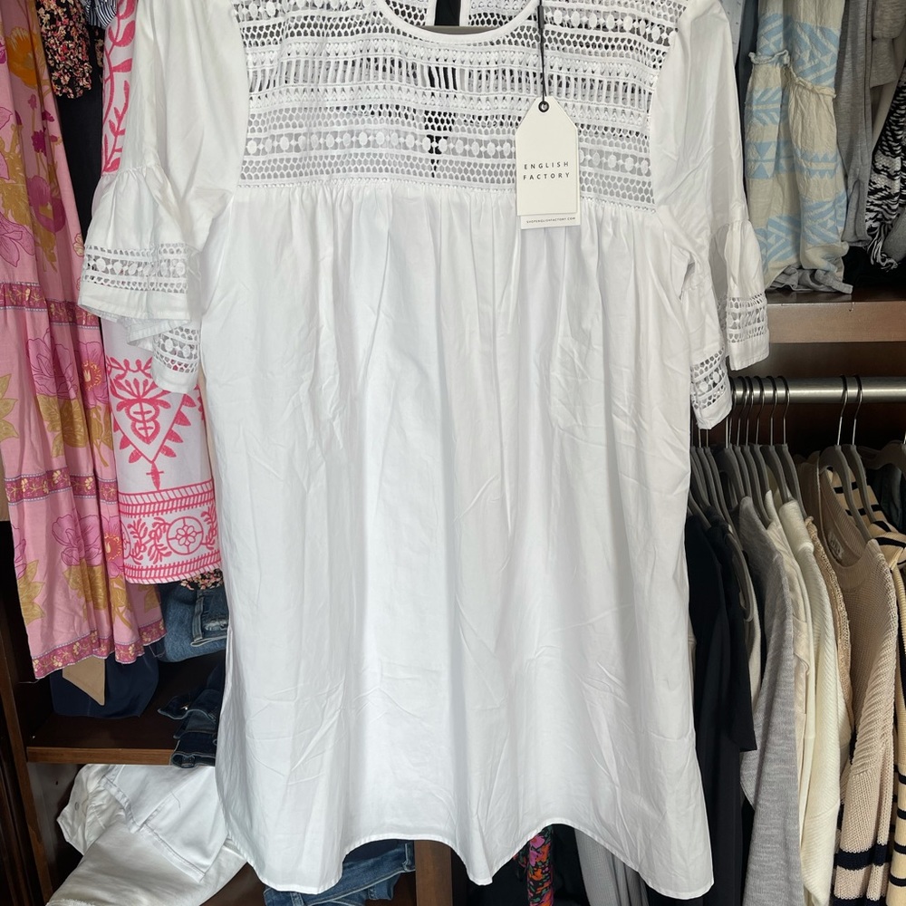 English factory white dress Medium NWT